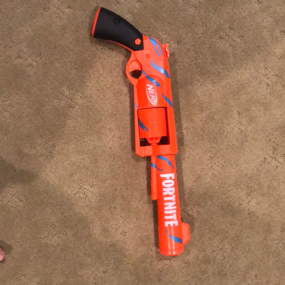 Orange and blue fortnight Nerf gun